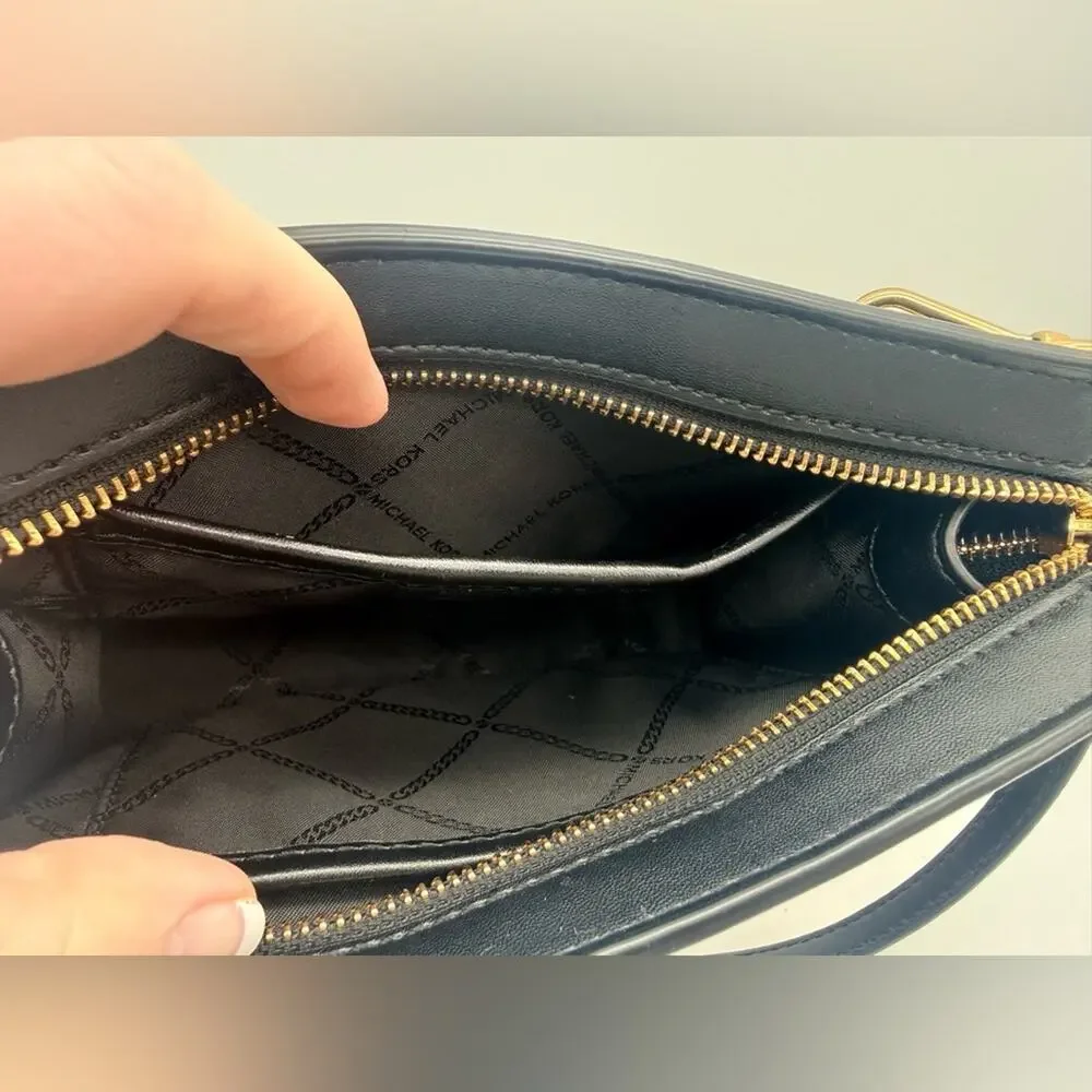 Michael Kors Valerie Small Pebbled Leather Crossbody - Black/Gold